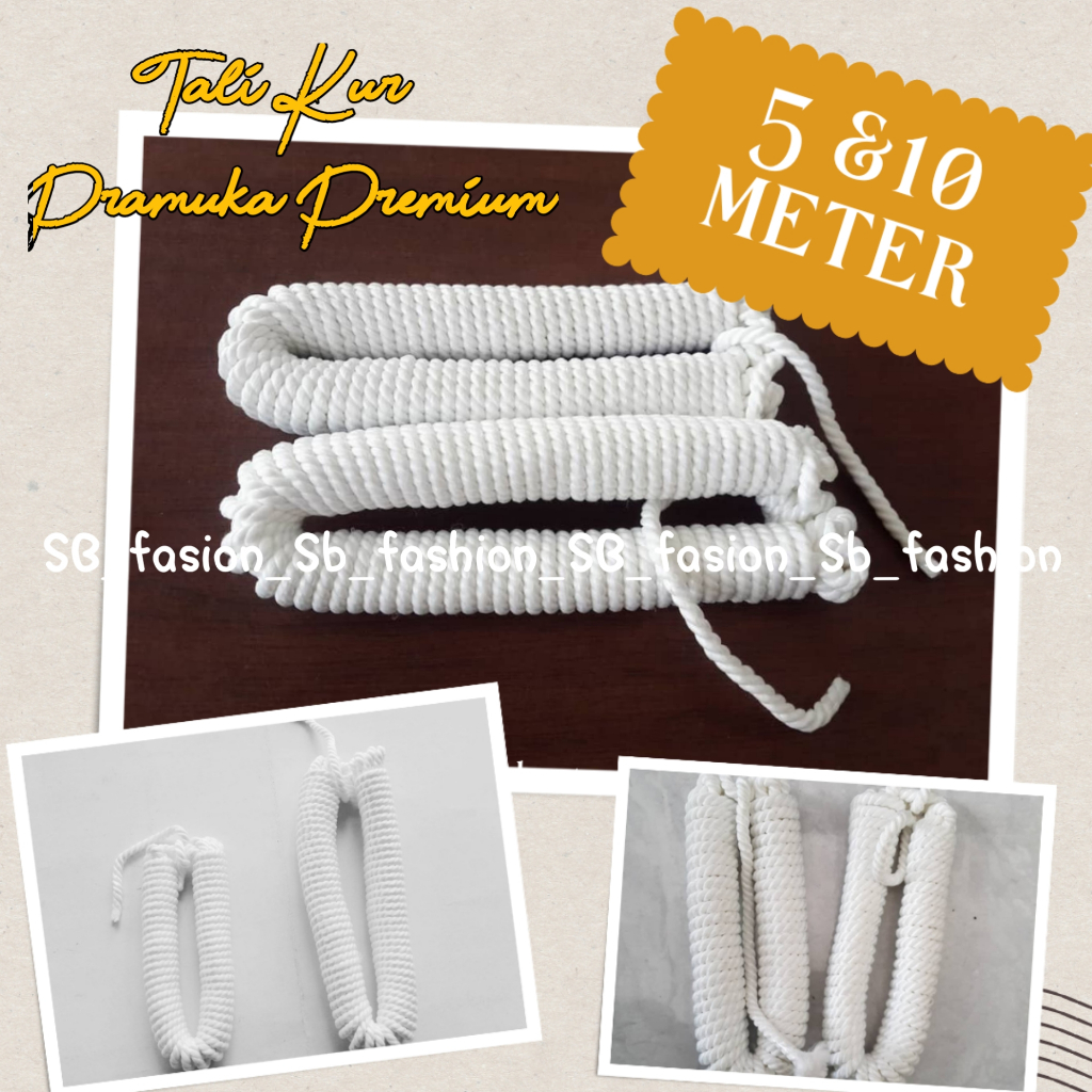 

tali tambang kur pramuka putih ukuran 5 dan 10 meter premium serat marloon / tali kur tambang marlon pramuka warna putih ukuran 10 meter untuk pramuka siaga penggalang dan penegak / perlengkapan pramuka tali kur marlon premium ukuran 10 dan 5 meter
