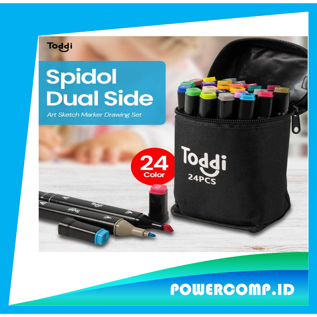 

Toddi CY-006 Spidol Dual Side Fine Art Marker 24 Color - Toddi Set Spidol Seni 24 Warna Sketsa Berkepala Ganda Spidol Berbasis Alkohol Berminyak untuk Manga Animasi