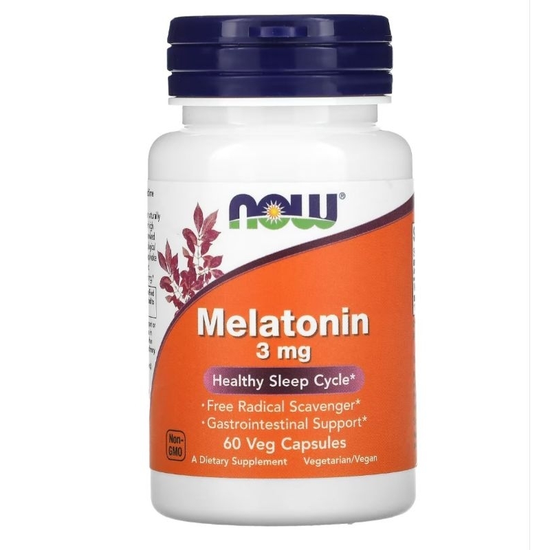 Now Foods Melatonin, 3 mg, 60/180 Kapsul Nabati