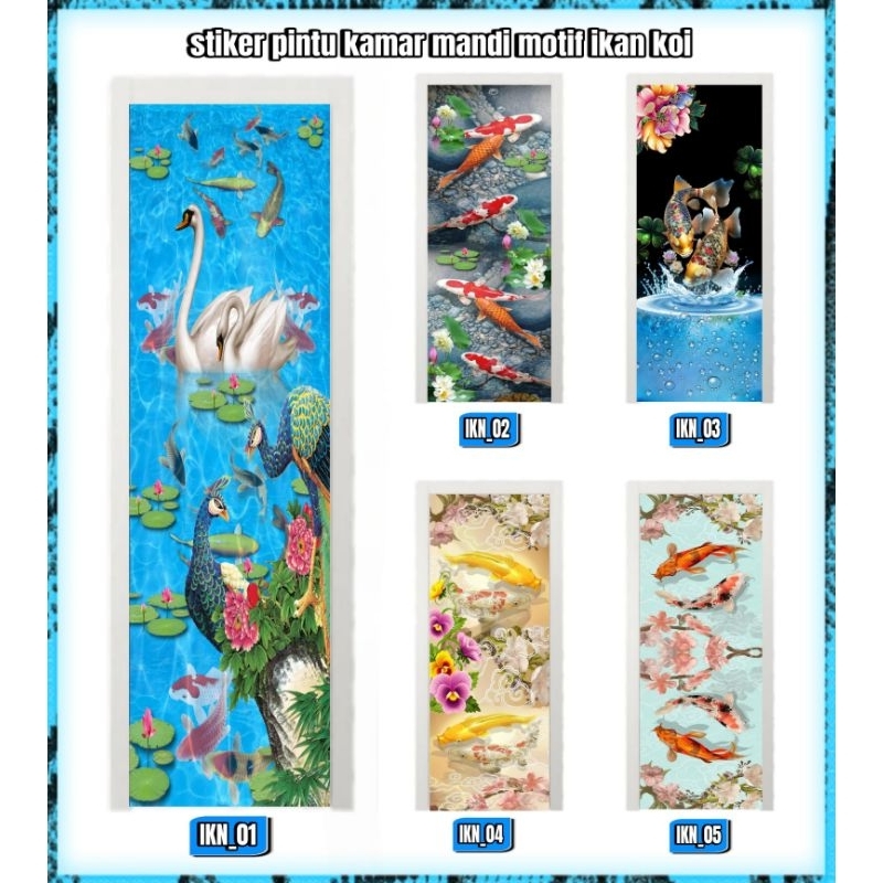 Stiker pintu kamar mandi motif ikan koi