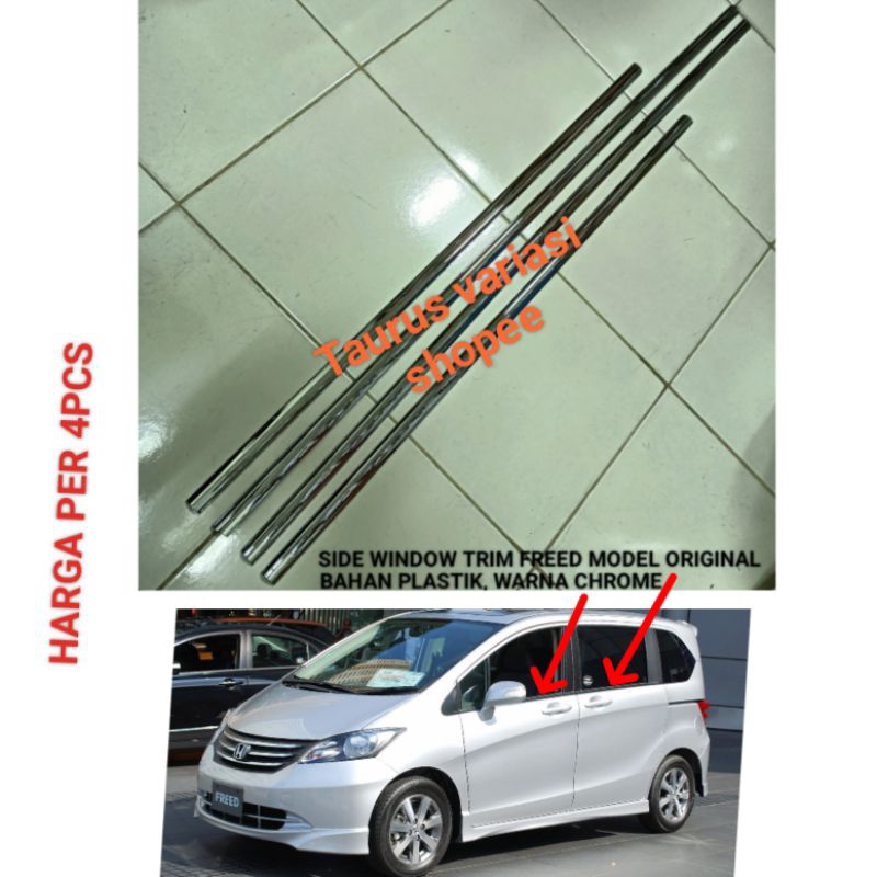 List Lis Kaca Samping Window Liner Mobil HONDA FREED Model Original Chrome crome tempel
