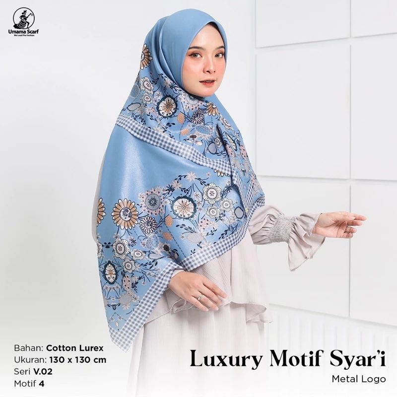 Jilbab segiempat Luxury syari motif lc metal logo ori umama