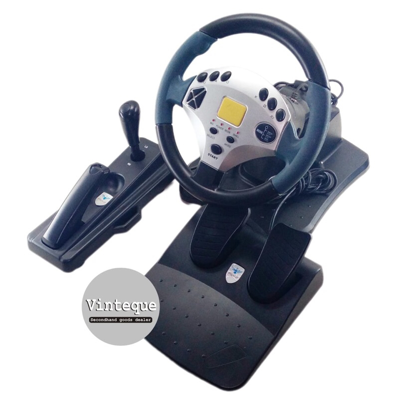 Joystick Stir Mobil P&D Trans Wheel PSX-2 Racing Wheel Untuk PS1 PS2 PC Full Set