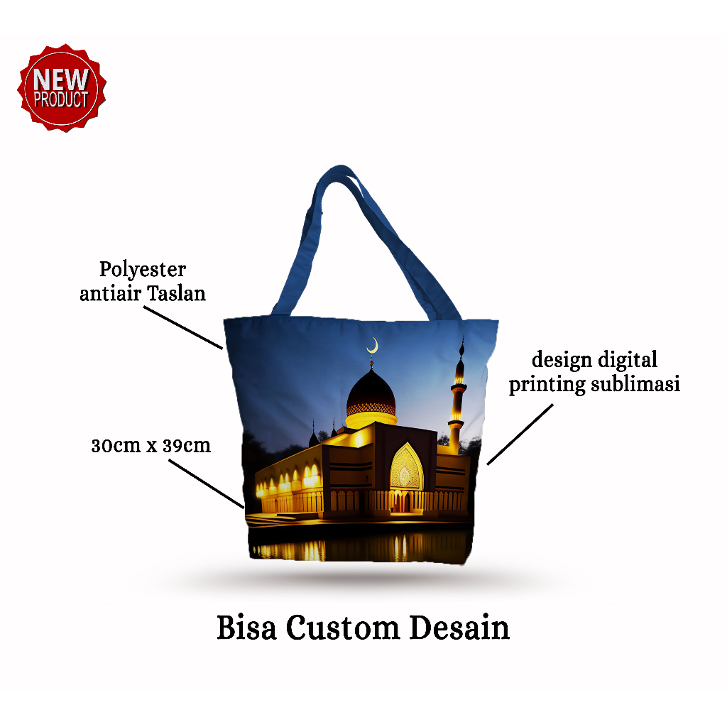 Totebag Tali Kain Taslan Antiair Tas Custom  Souvenir Oleh-oleh Haji Umroh