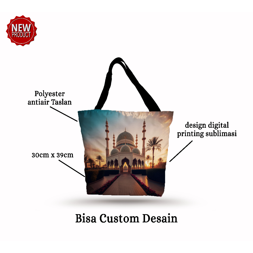 Totebag Tali Kain Taslan Antiair Tas Custom  Souvenir Oleh-oleh Haji Umroh