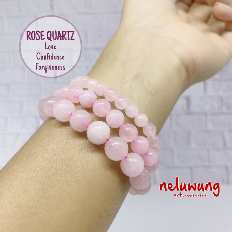Neluwung Gelang Kristal ROSE QUARTZ Batu Simbol Cinta