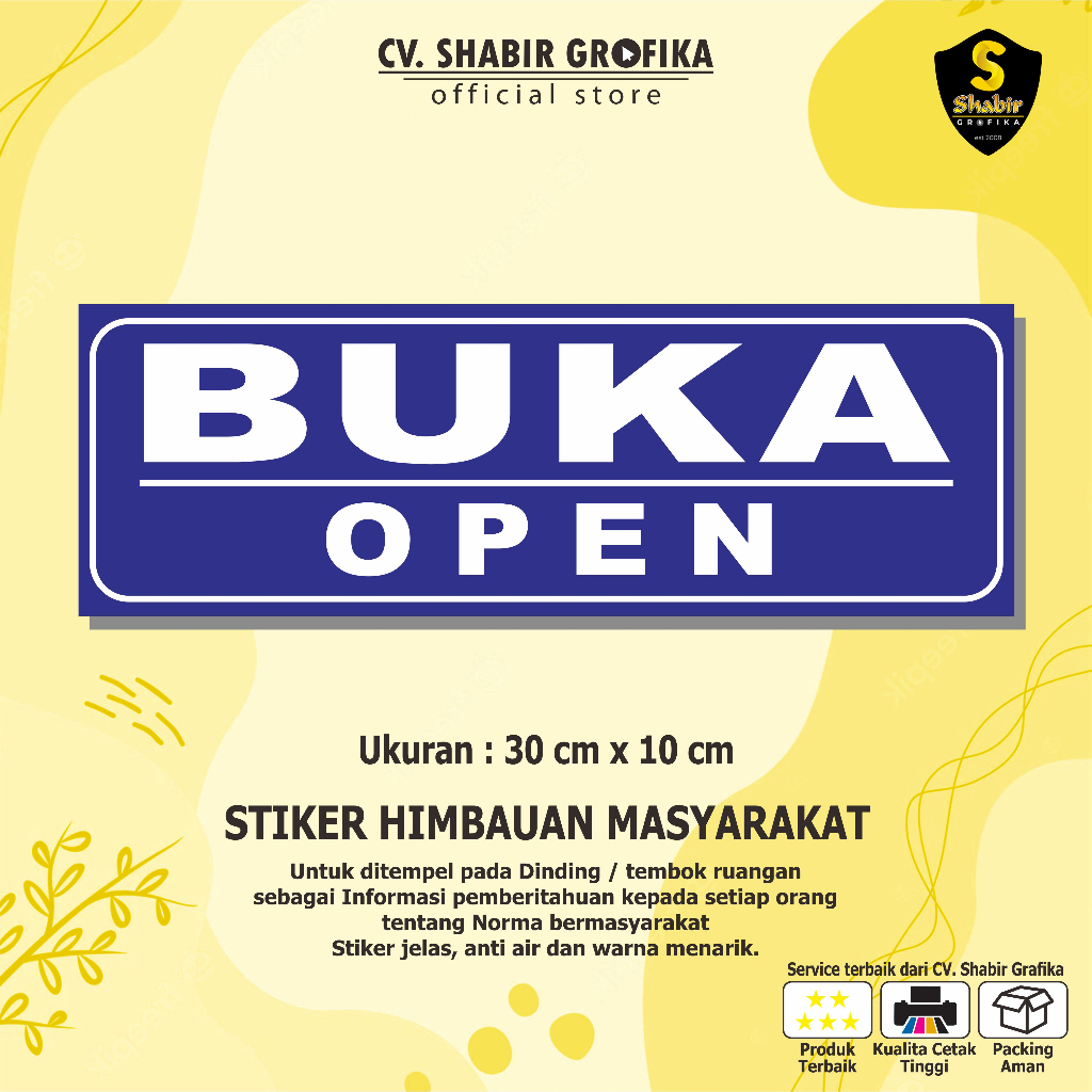 

STIKER BUKA / OPEN (bebas request warna)