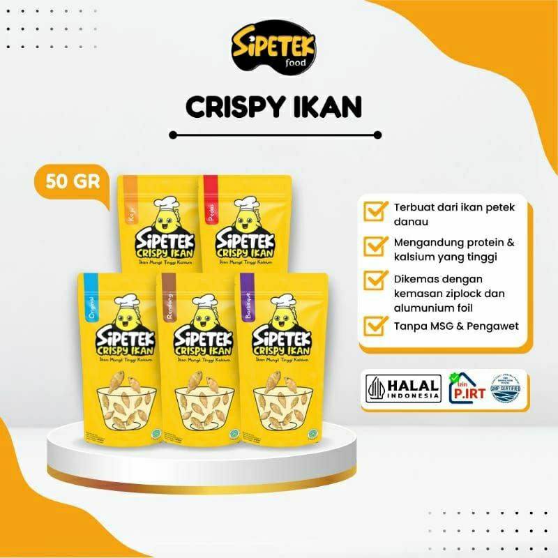 

SIPETEK CRISPY Cemilan Lauk Pauk Sehat Gurih Lezat Nikmat 50.gr