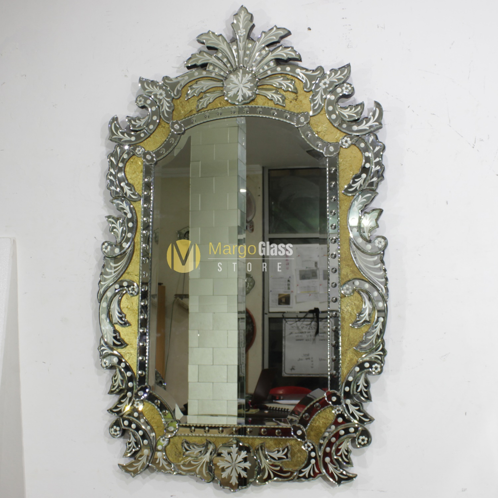 Cermin Dinding Gold / Hiasan Cermin Dinding / Kaca Cermin 140 x 80