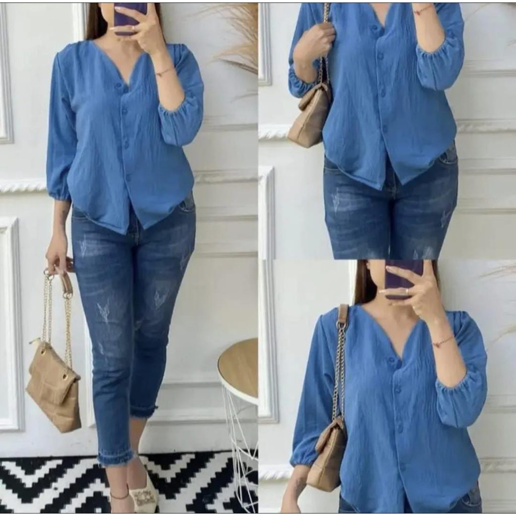 Zora Top Baju Atasan wanita Terbaru Kekinian Bahan crinkle Airflow