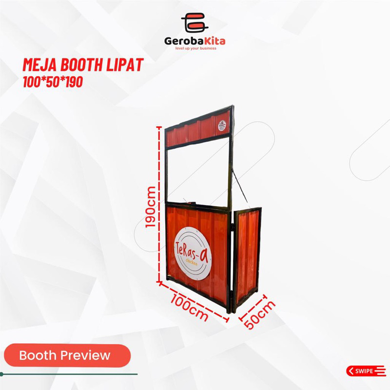 Meja Booth Lipat 100x50x200 Hollow