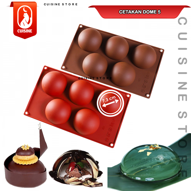 [COD] Cetakan Silikon Bulat Dome Setengah lingkaran 5 Lubang Cetakan Coklat Puding ChocoBomb Bola