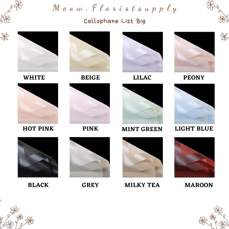 

(PACK = 20 LEMBAR) Cellophane LIST BIG Kertas Buket Bucket Bouquet Bunga Flower Wrapping Paper Florist