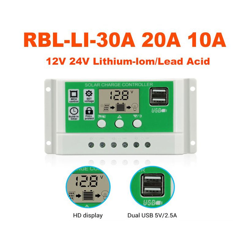 SCC PWM Solar Charge Controller LCD LED Display 10A 20A 30A Premium Terbaik Berkualitas Awet