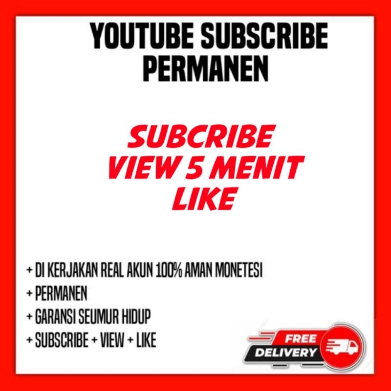 Youtube  subscribe view like Real indo permanen