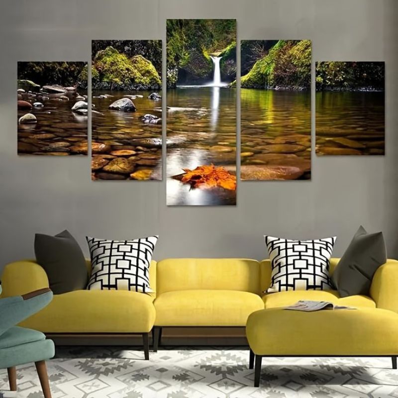 Hiasan dinding MDF motif air terjun dekorasi ruang tamu  minimalis