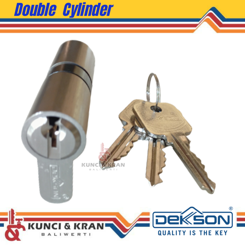 Silinder kunci Dekkson CYL DC DL 65mm SN Double Cylinder pintu alumunium