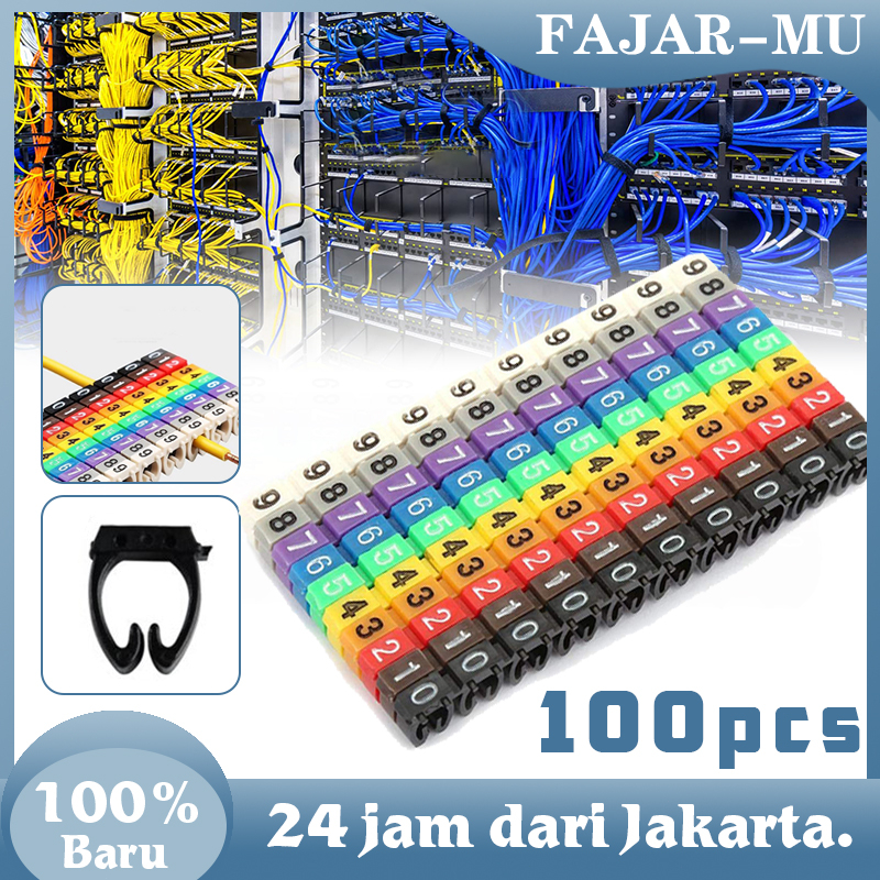 

100pcs Cable Markers Colourful C-Type Marker Number Tag Label Sticker Label Kabel Jaringan Listrik
