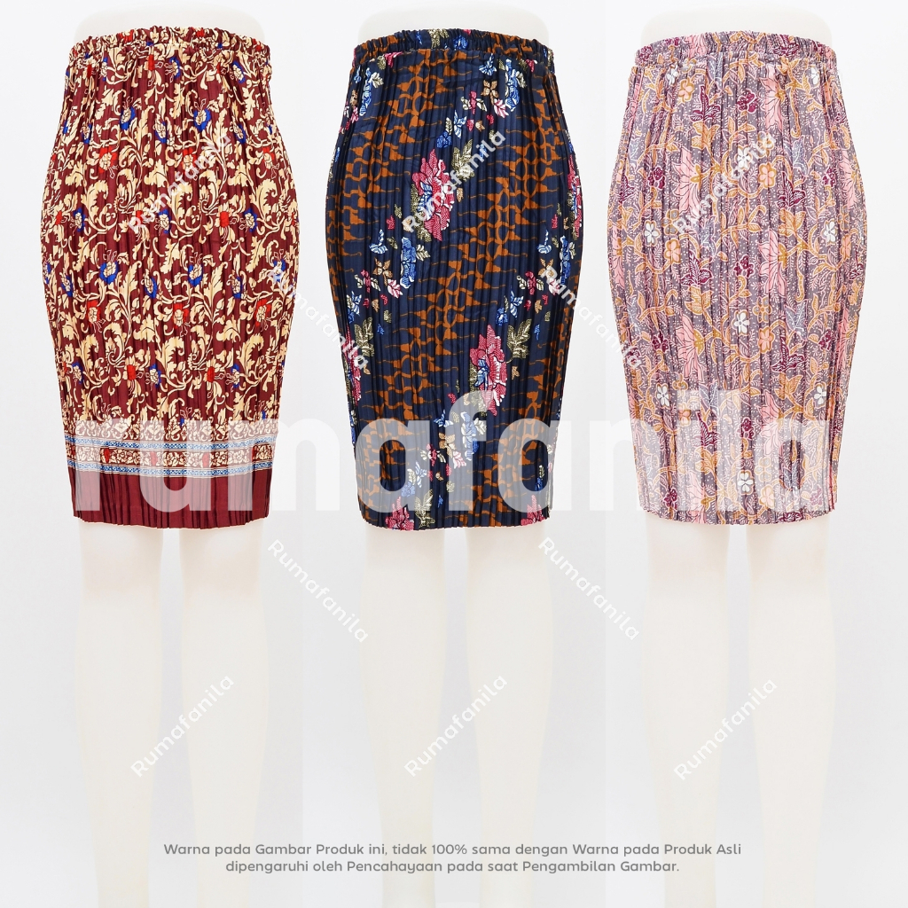 Rok Kebaya Batik Plisket Pendek Premium Bawahan Kebaya Modern Plisket Span Wiru Jumbo Pakaian Tradis
