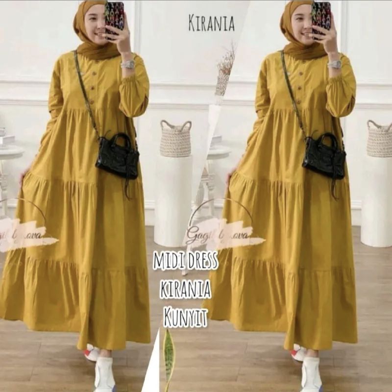 GAMIS KIRANIA BAHAN RAYON TEBAL KANCING BUSUI MODEL SUSUN