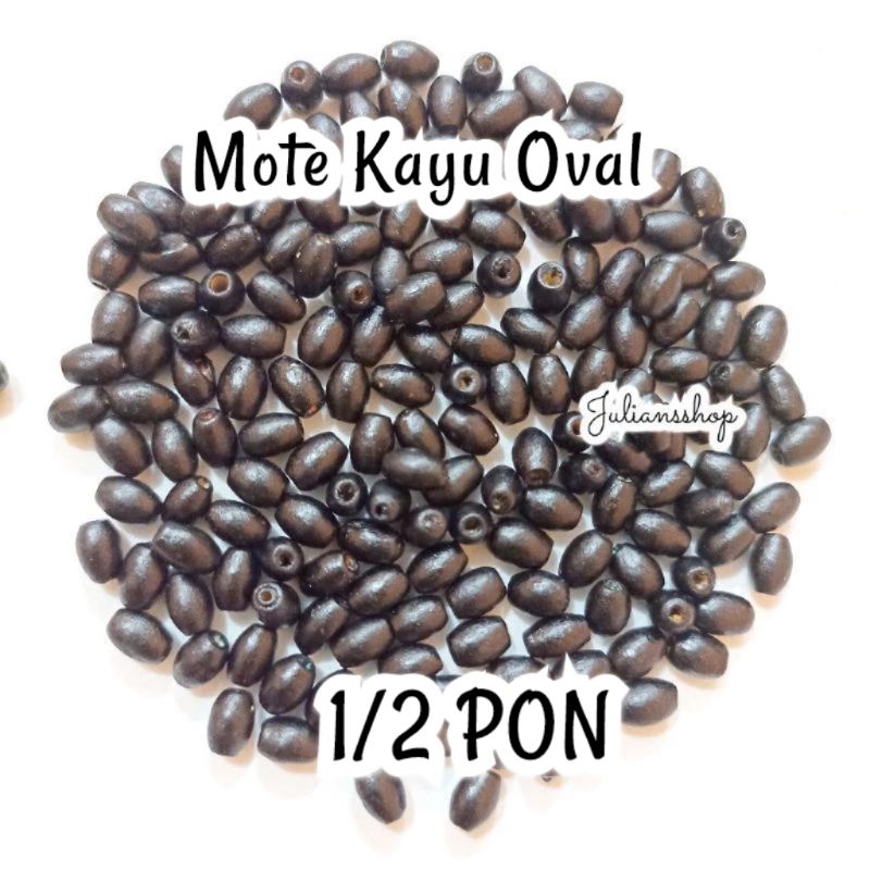 1/2 PON Manik KAYU OVAL KECIL Mote Bahan DIY Craft Kerajinan Tangan Meronce