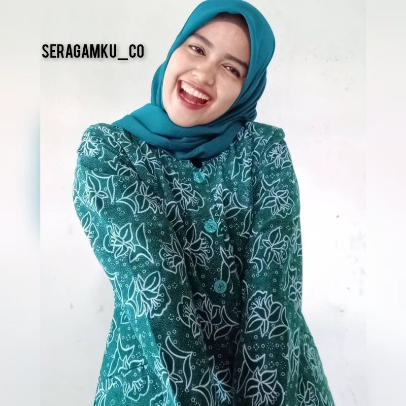 Baju Batik PKK Nasional Terbaru Full Furing Seragam Batik PKK Hijau Toska Baju Batik PKK Nasional