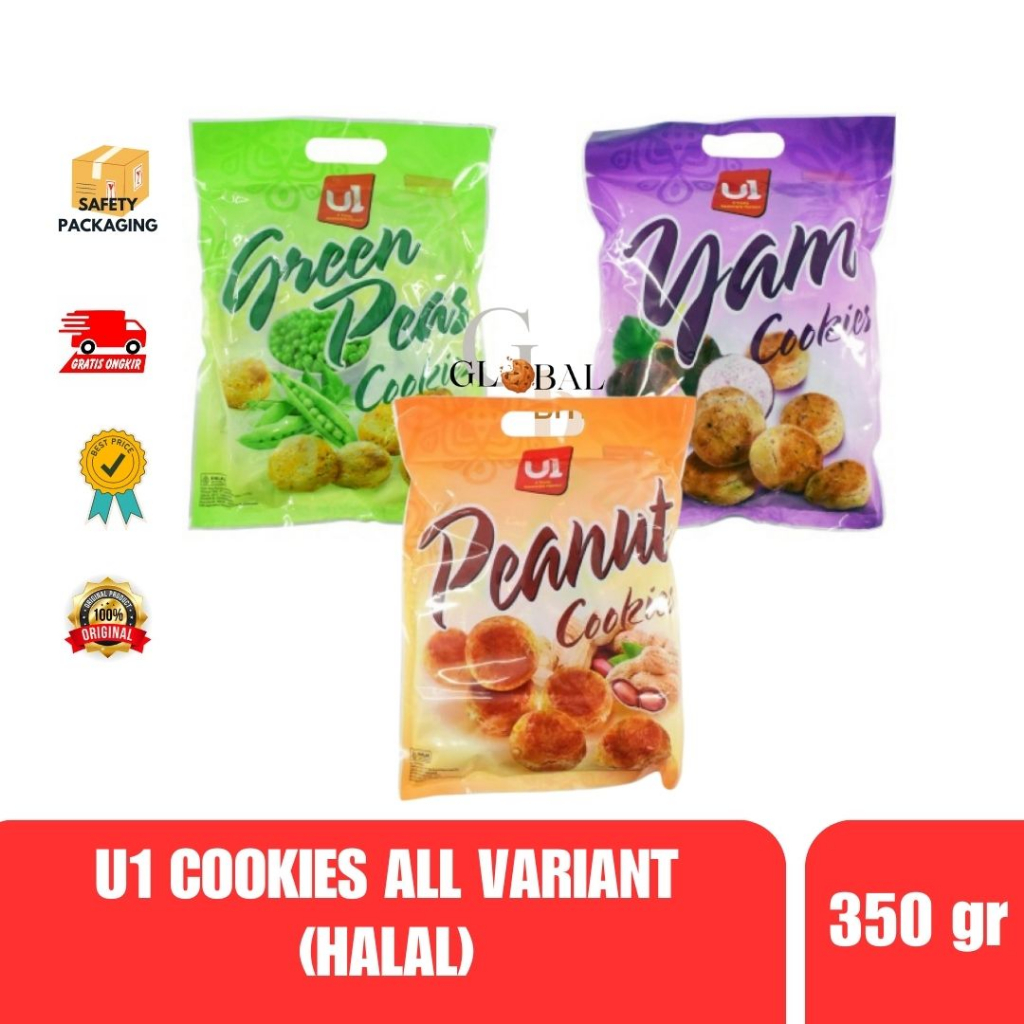 

U1 Cookies Yam Cookie Peanut Cookies Greean Peas Cookies Halal 350g