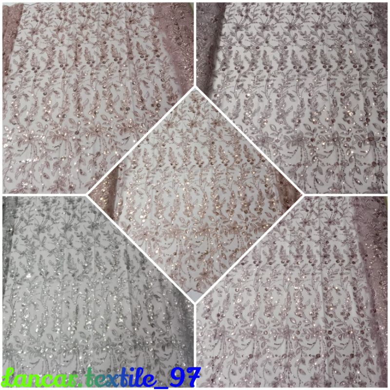 Kain bahan tile payet premium/kain bahan tile payet/bahan tulle payet/cocok untuk dress gaun seragam