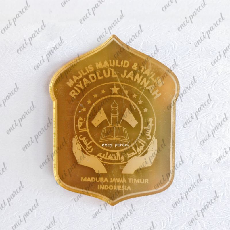grafir logo akrilik majlis maulid & ta'lim riyadlul jannah madura hiasan mahar triplek gold silver