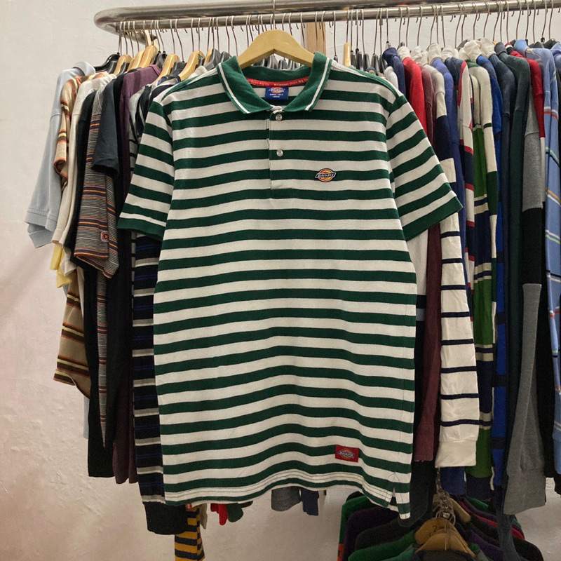 Dickies Polo Shirt White Green Second Original