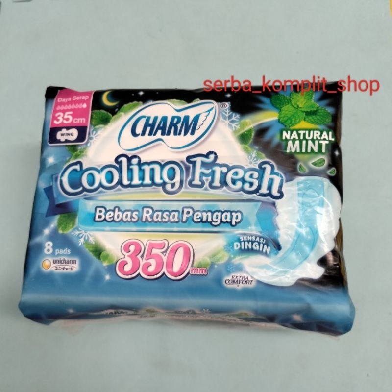 Pembalut wanita charm cooling fresh charm 35cm natural mint Pembalut charm wing extra comfort