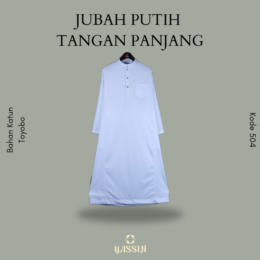 504 Jubah Putih Lengan Panjang / Jubah Pria Benzema / Gamis Pria Putih Polos / Jubah Gamis Pria Puti