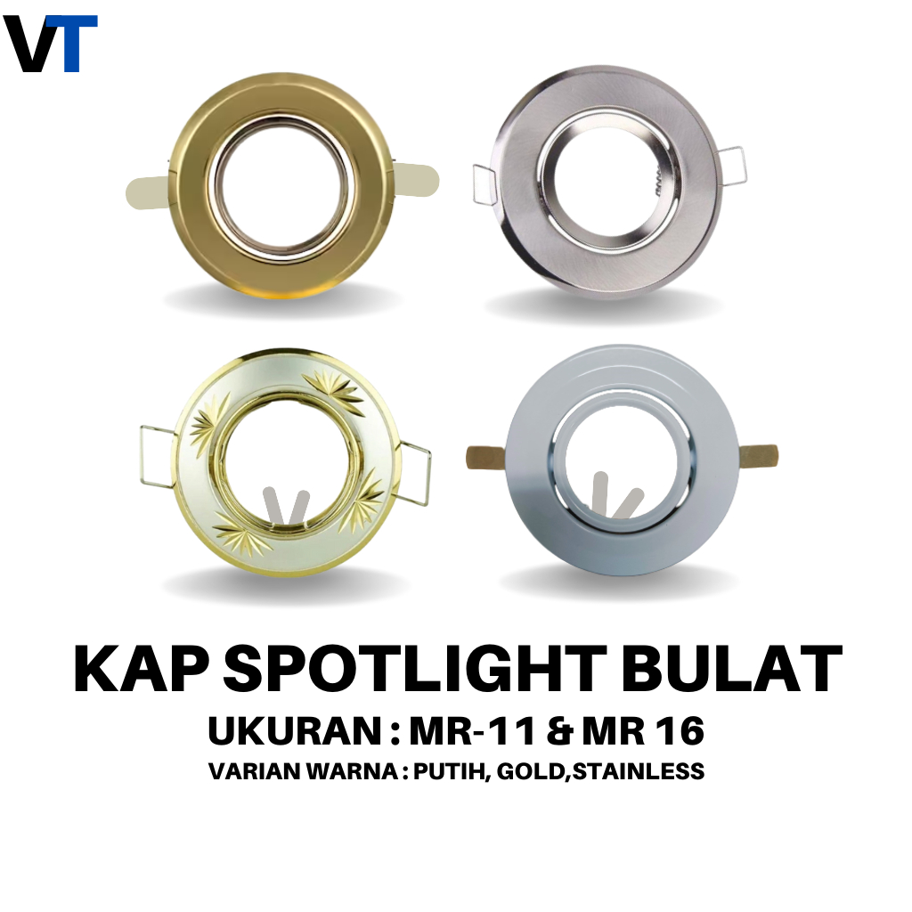 Kap Lampu Spotlight Bentuk Bulat  / Kap Housing Lampu Spotlight / Kap Lampu Sorot MR-11 & MR-16