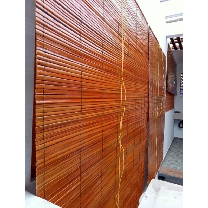 Tirai  bambu krey plitur outdoor ukuran 2x2,lengkap dgn tali penggulung