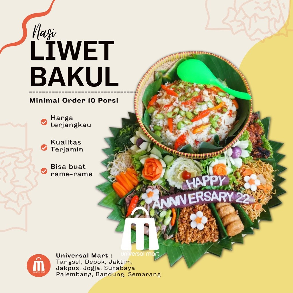 

Bakul Nasi liwet /Nasi Bakul/Nasi tampah ,liwetan khas sunda porsi keluarga 10 orang free kartu ucapan