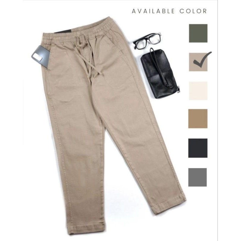 Doanda Celana Ankle Pants Premium Pria Bahan Twill Stretch