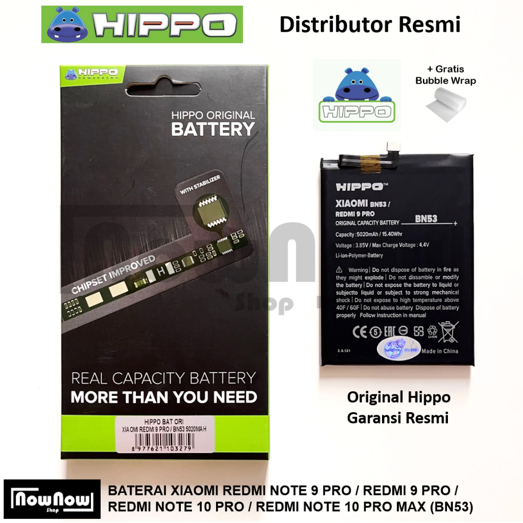 Baterai Hippo Xiaomi Redmi Note 9 Pro / Redmi 9 Pro / Redmi Note 10 Pro / Redmi Note 10 Pro Max BN53