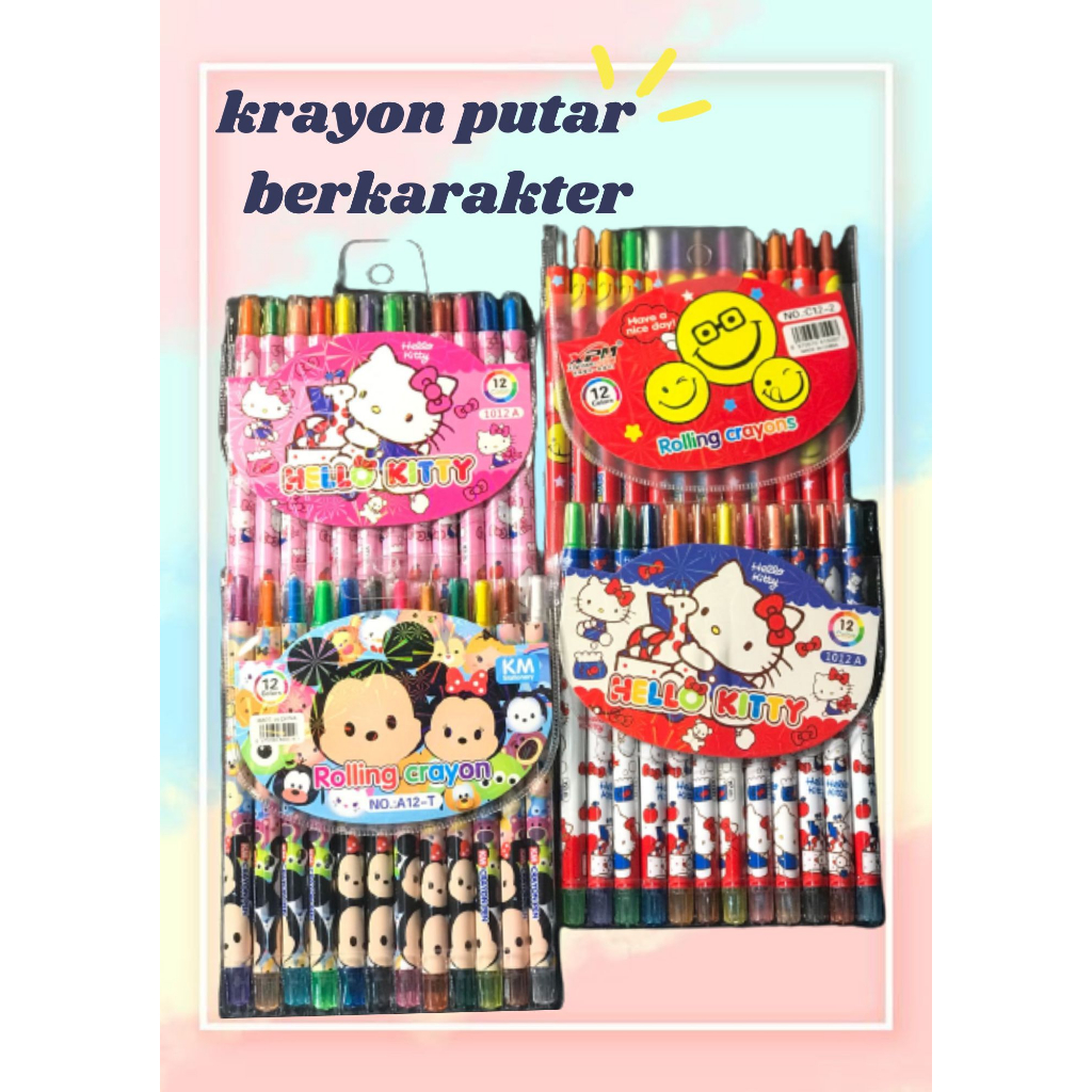 

Krayon Putar Karakter Ukuran Panjang 12 Warna