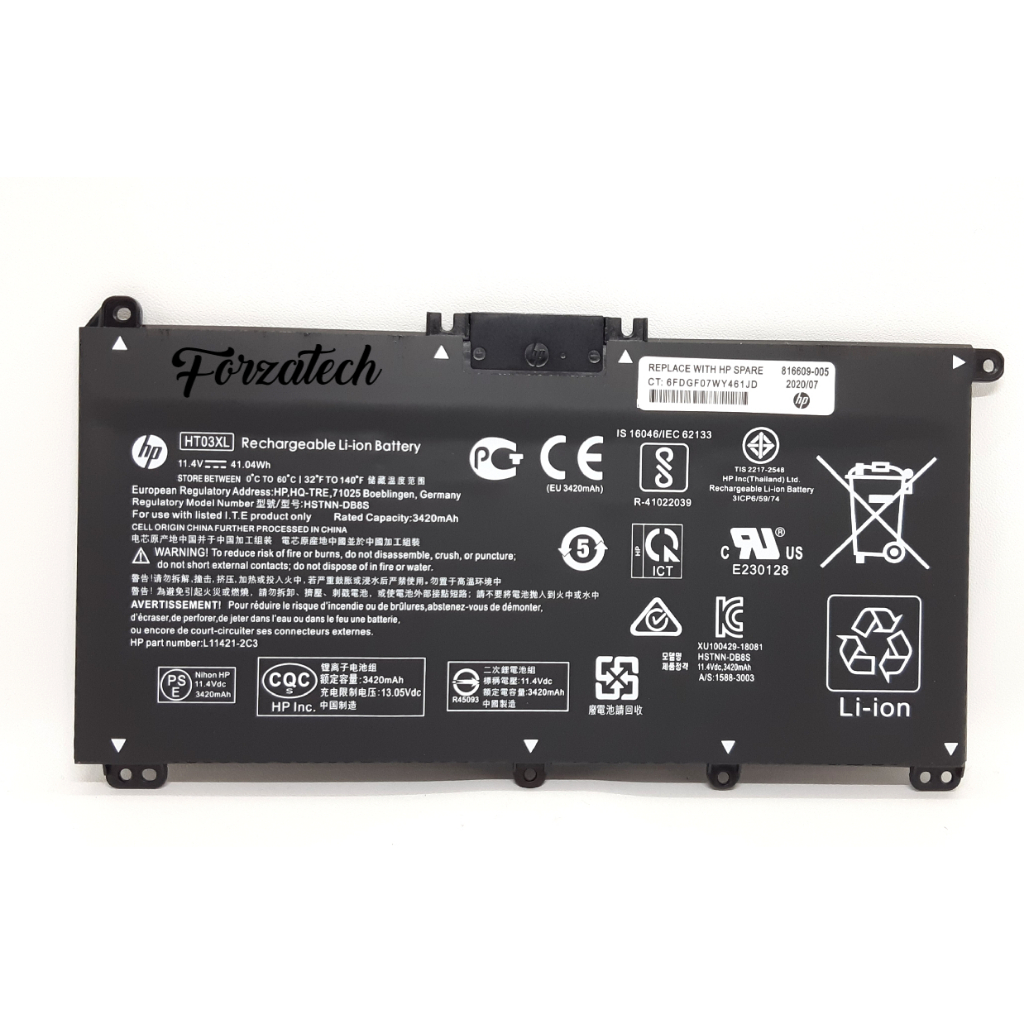 Battery Baterai Batre Laptop HP 14s-DK0127AU HT03XL AMD Rayzen 3-3200