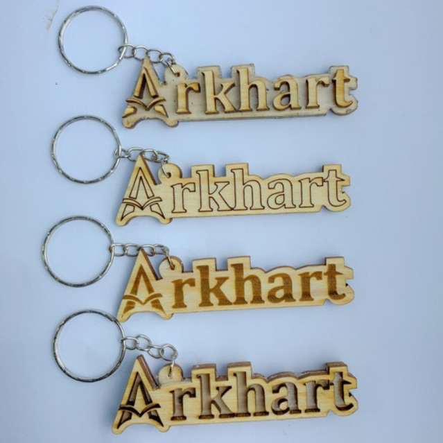 Gantungan Kunci Kayu Nama Custom