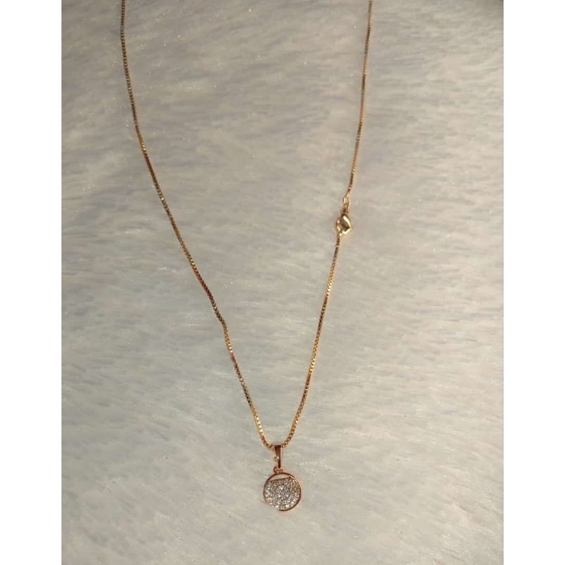Kalung 45cm + liontin permata bulat