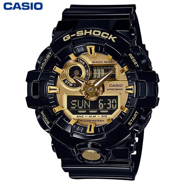 JAM TANGAN PRIA CASIO G-SHOCK GA-710GB-1A ORIGINAL - GSHOCK GA710GB HITAM GOLD G-SHOCK ORIGINAL