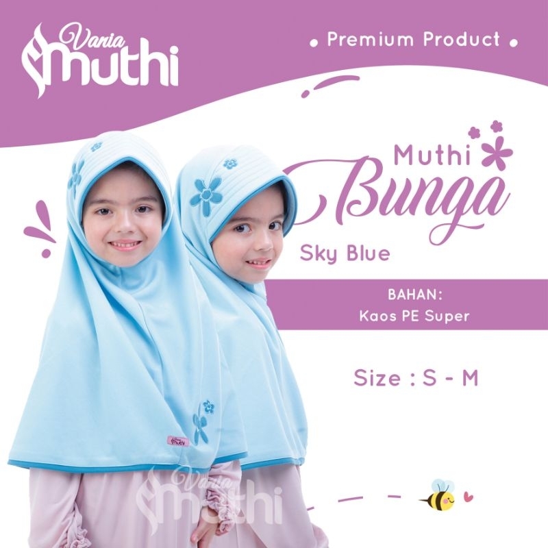 Jilbab Muthi Bunga size M / Jilbab Jasmine Exclusive / Jilbab Vania Muthi sekolah SD SMP
