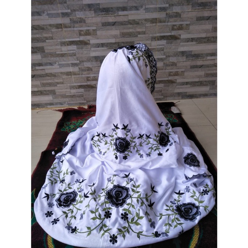 mukena Mukenah Lajuran terusan Santri Putri Dewasa Mukena Terusan Dewasa Bahan Adem Polino Bordir Al