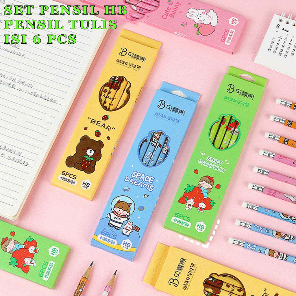 

Set Pensil HB / Pensil Tulis / Pensil Motif / Isi 6pcs