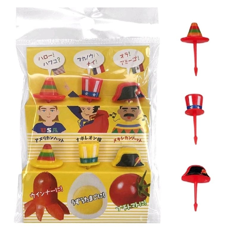 tusukan bento 6PCs bentuk aneka topi.