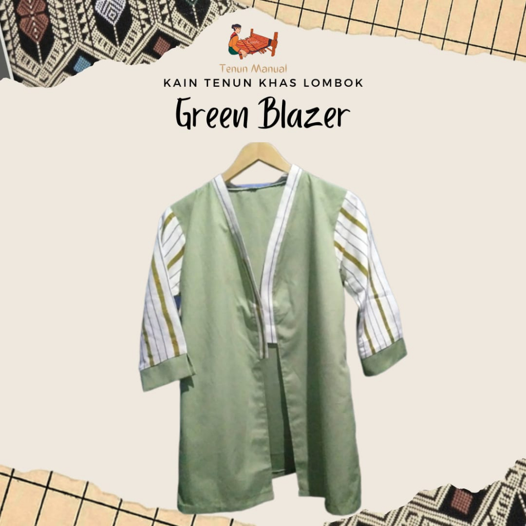 Blazer Wanita Outer Wanita Kain Tenun Manual Khas Lombok
