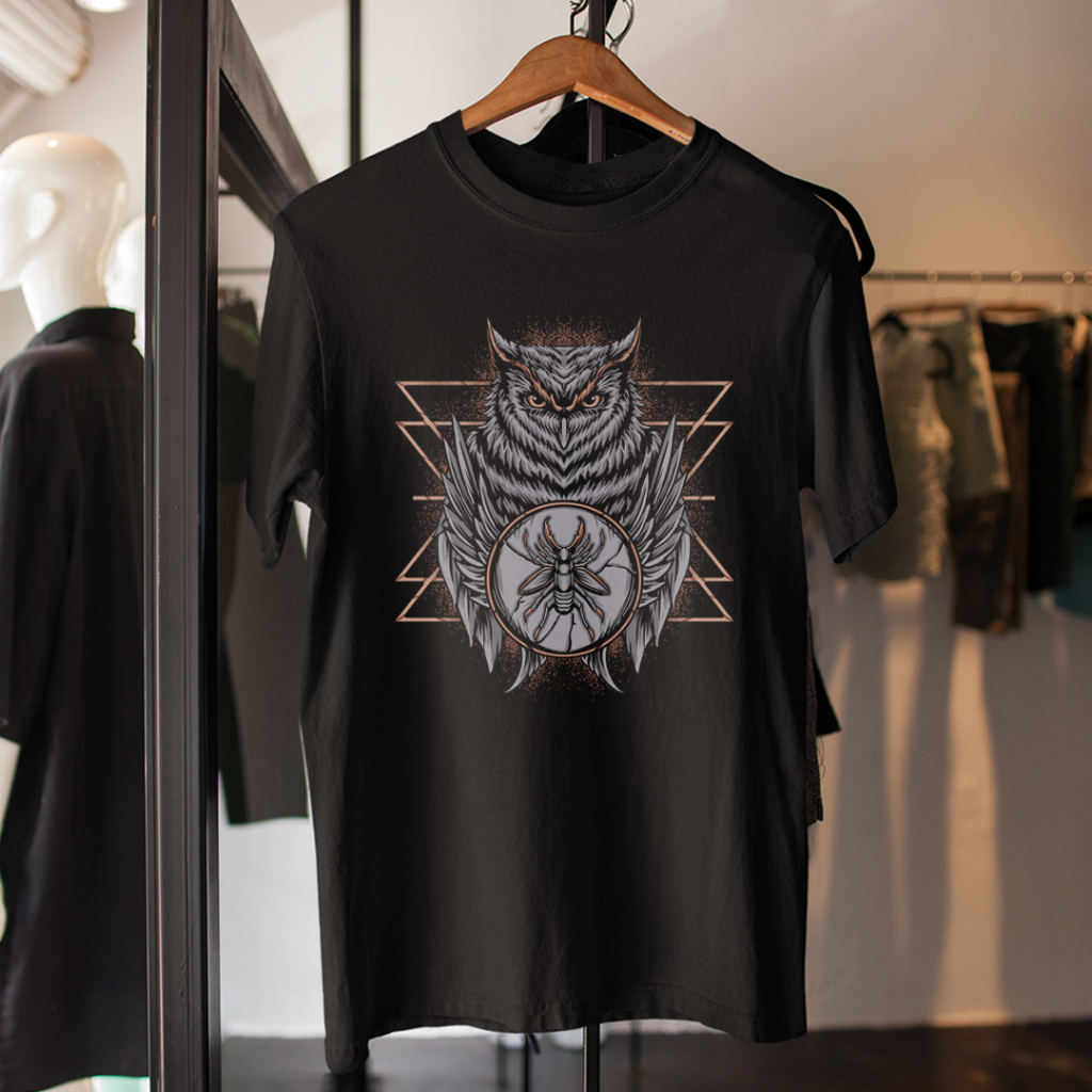 Kaos pria - Owl and beetle