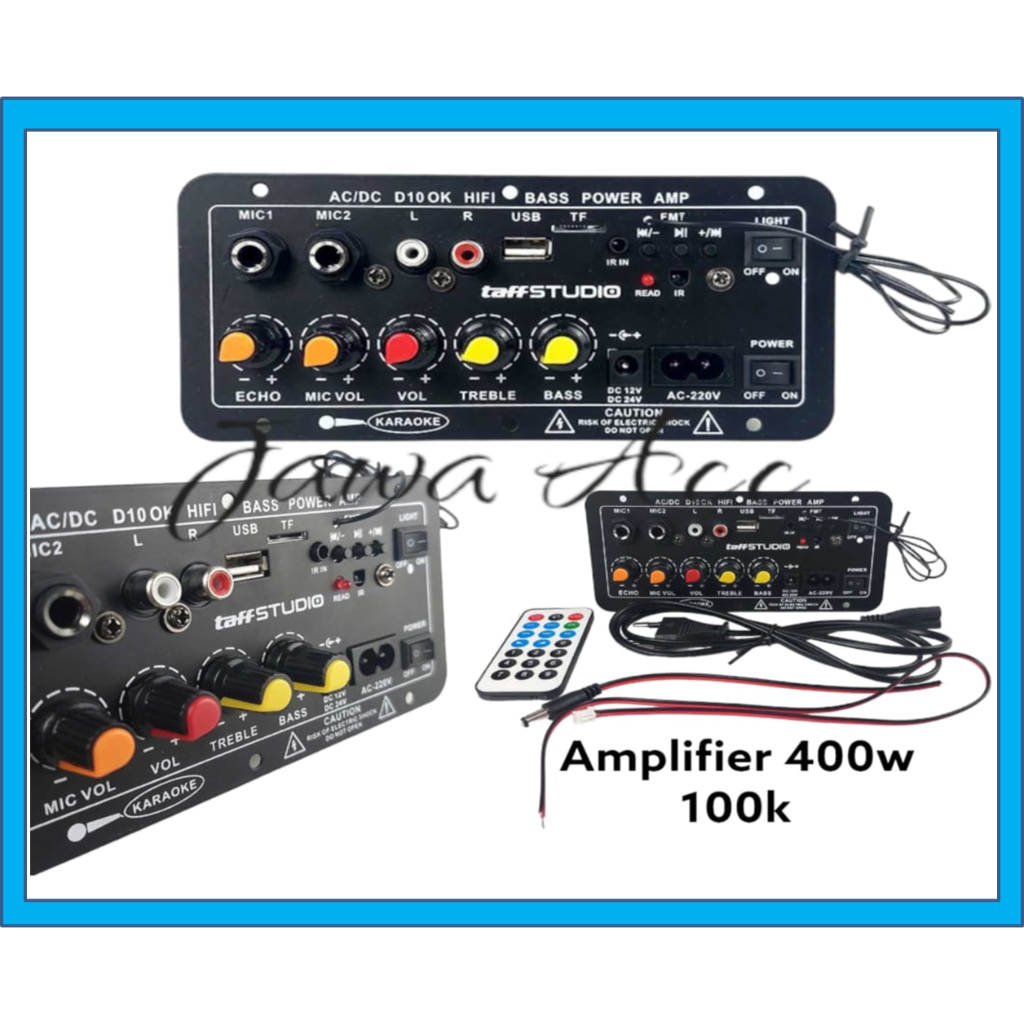 Amplifier 400 watt rakitan  Bluetooth 5.0 USB  Radio FM  Audio  Subwoofer DIY 400W 12V/24V-D10OK