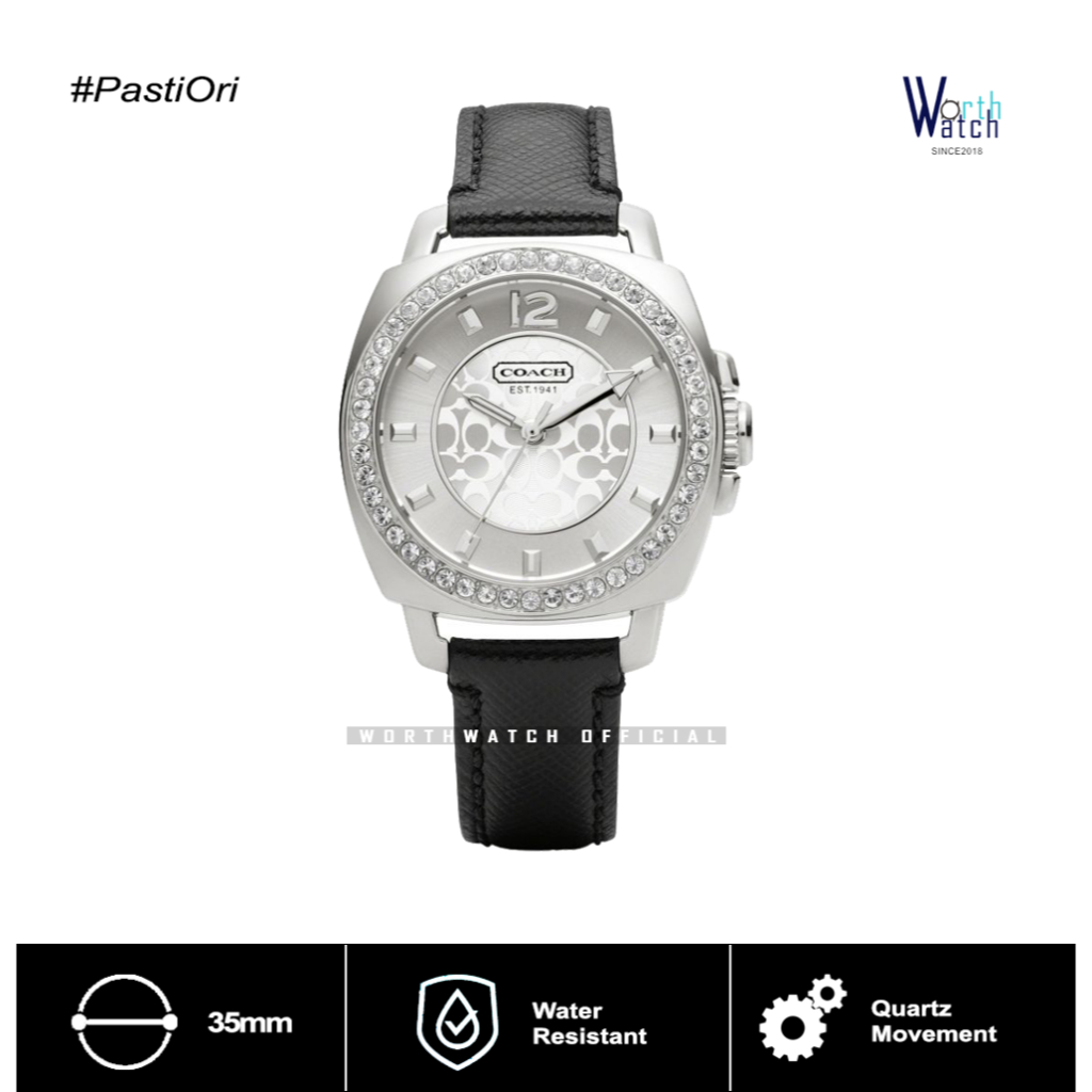 [PROMO] Jam Tangan Wanita Coach Classic Boyfriend Black Leather Original 35mm